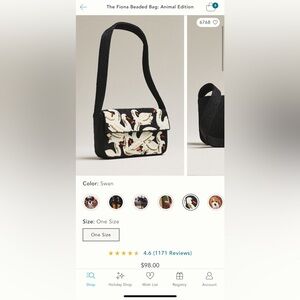 Anthropologie Fiona Beaded Bag - Swan